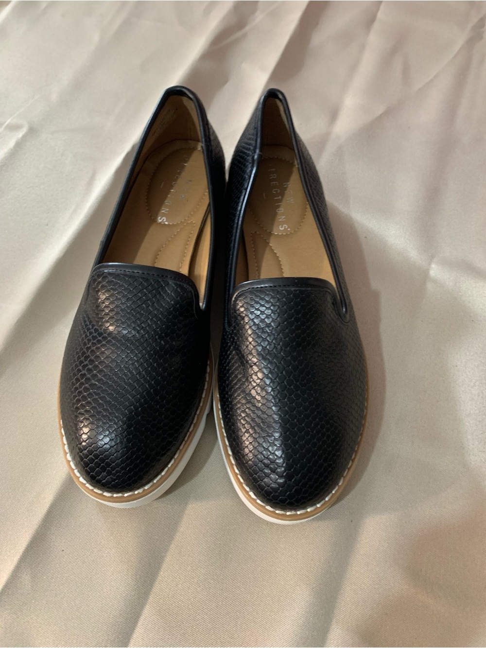 new directions Black Textured Slip-On Loafers A/10